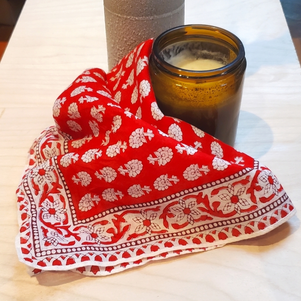 Madewell Square Tropical Coral Patterned Bandana